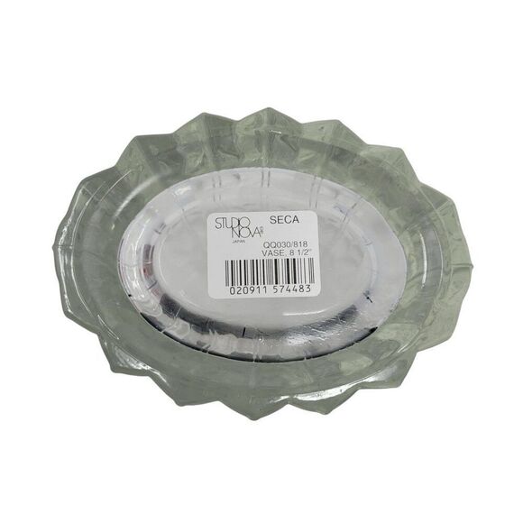 Vintage 70s Studio Nova Crystal Vase Ripple Wave Heavyweight Glass‎ 8 1/2"  Gift - Picture 2 of 15